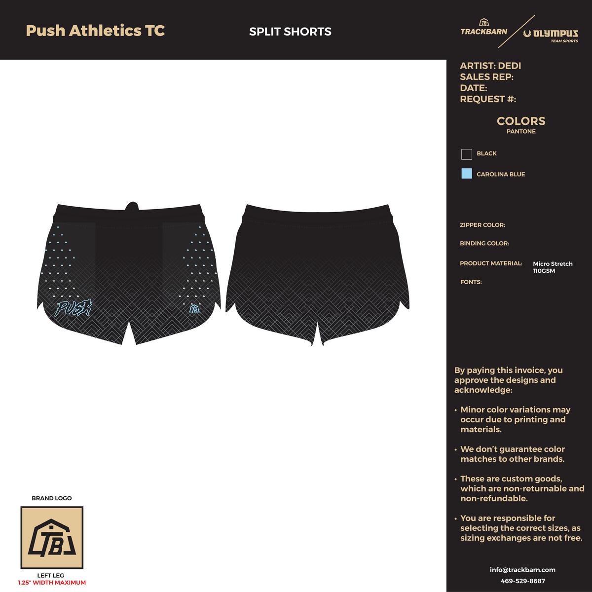 Push Athletics Track Club - Youth Split Track Short - Black
