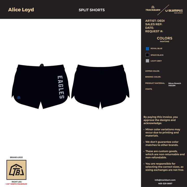 Alice Loyd - Men Split Track Short (1261) - TrackBarn