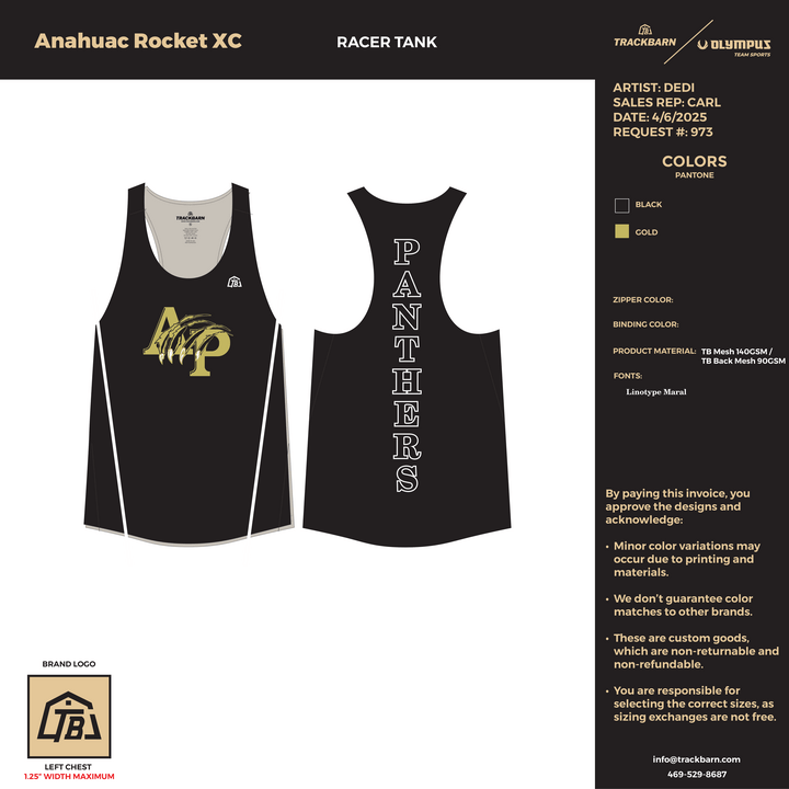 Anahuac Rocket XC - Women's Track Singlet (979) - TrackBarn