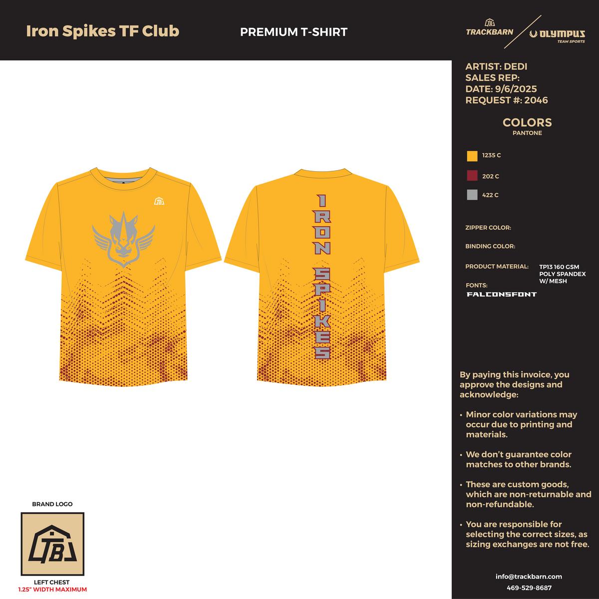 Iron Spikes Track - Men Performance T-Shirt - Yellow