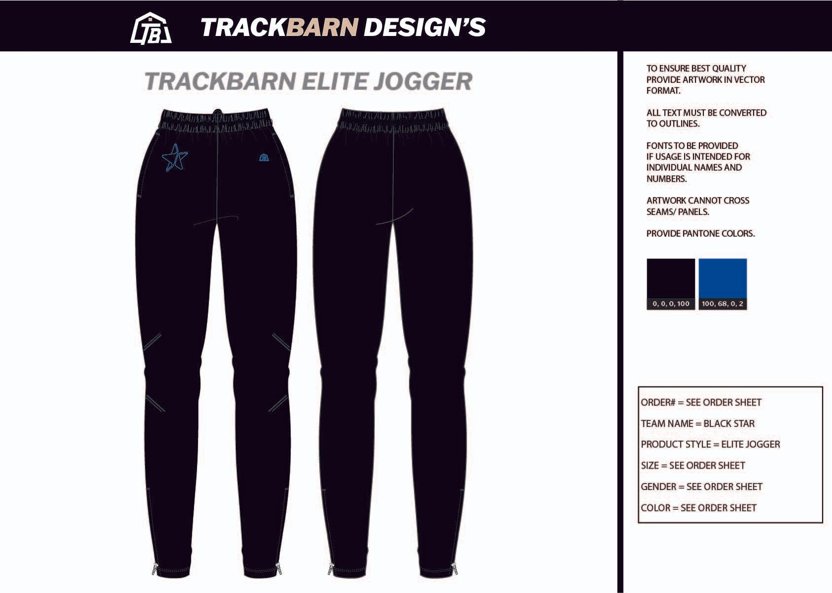 Black - Star - Adults Jogger - TrackBarn