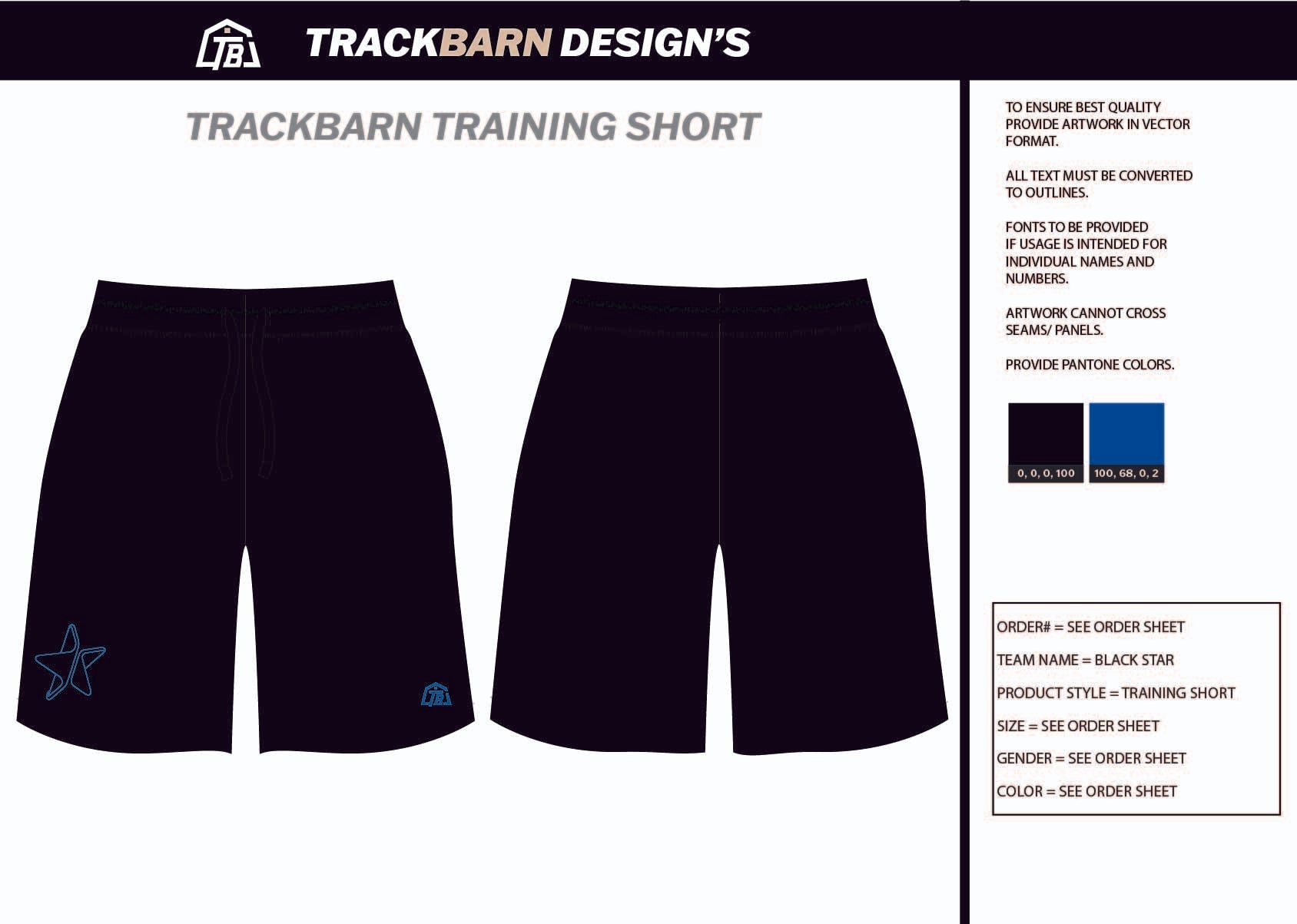 Black - Star - Mens Knit Shorts 9" - TrackBarn
