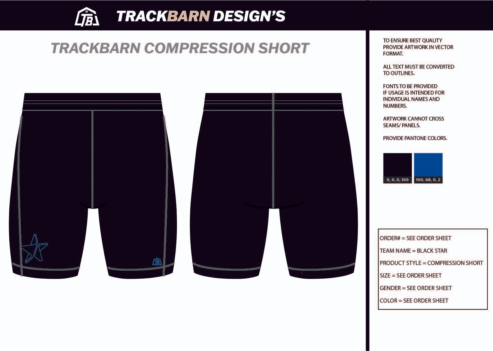 Black - Star - Mens Short Running Tight - TrackBarn