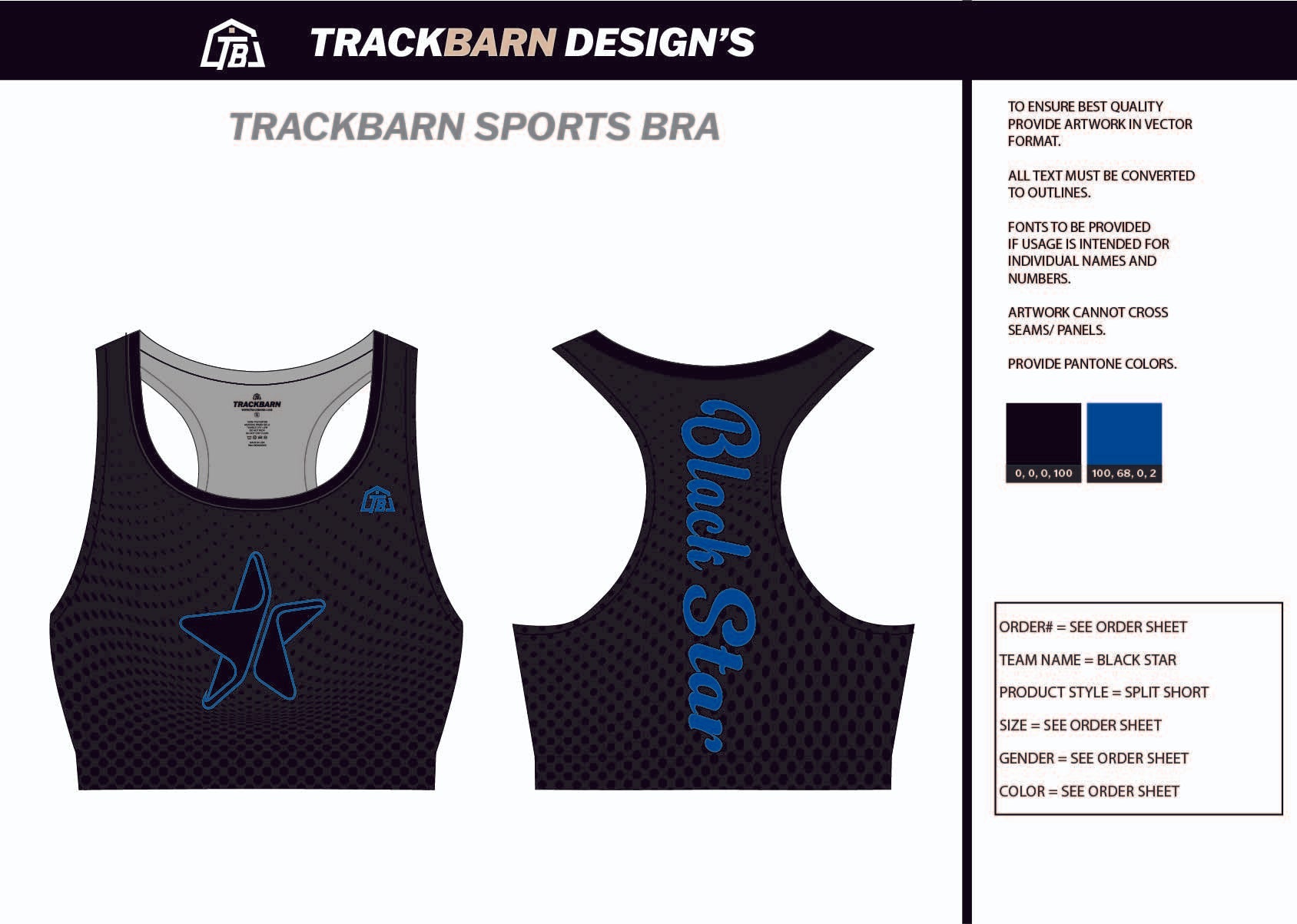 Black - Star - Sports Bra - TrackBarn