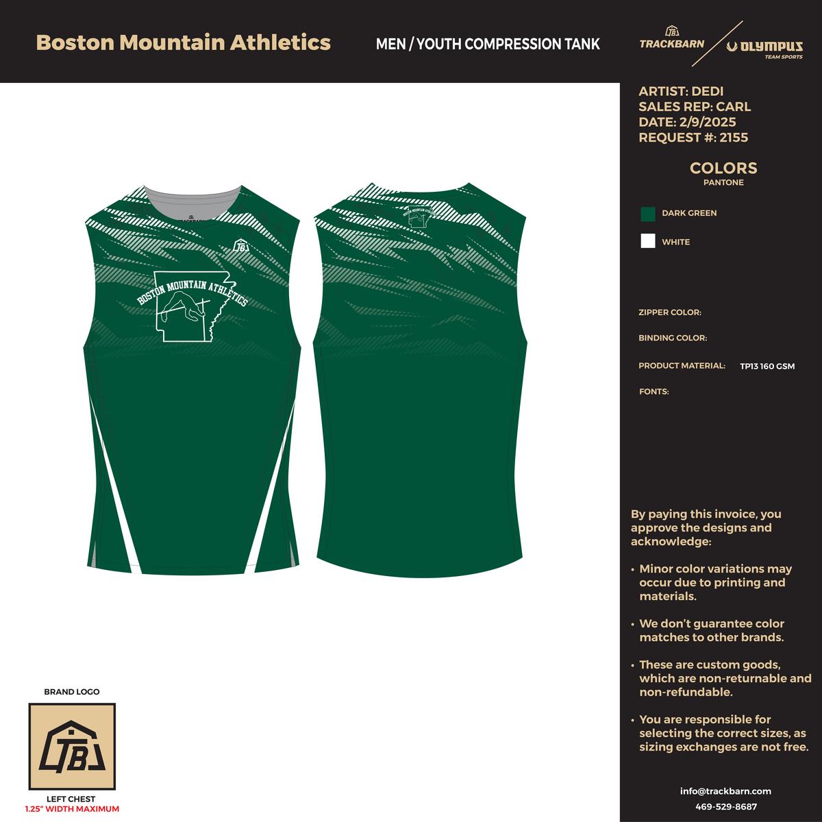 Boston Mountain Athletics - Boys Compression Tank - Green - TrackBarn