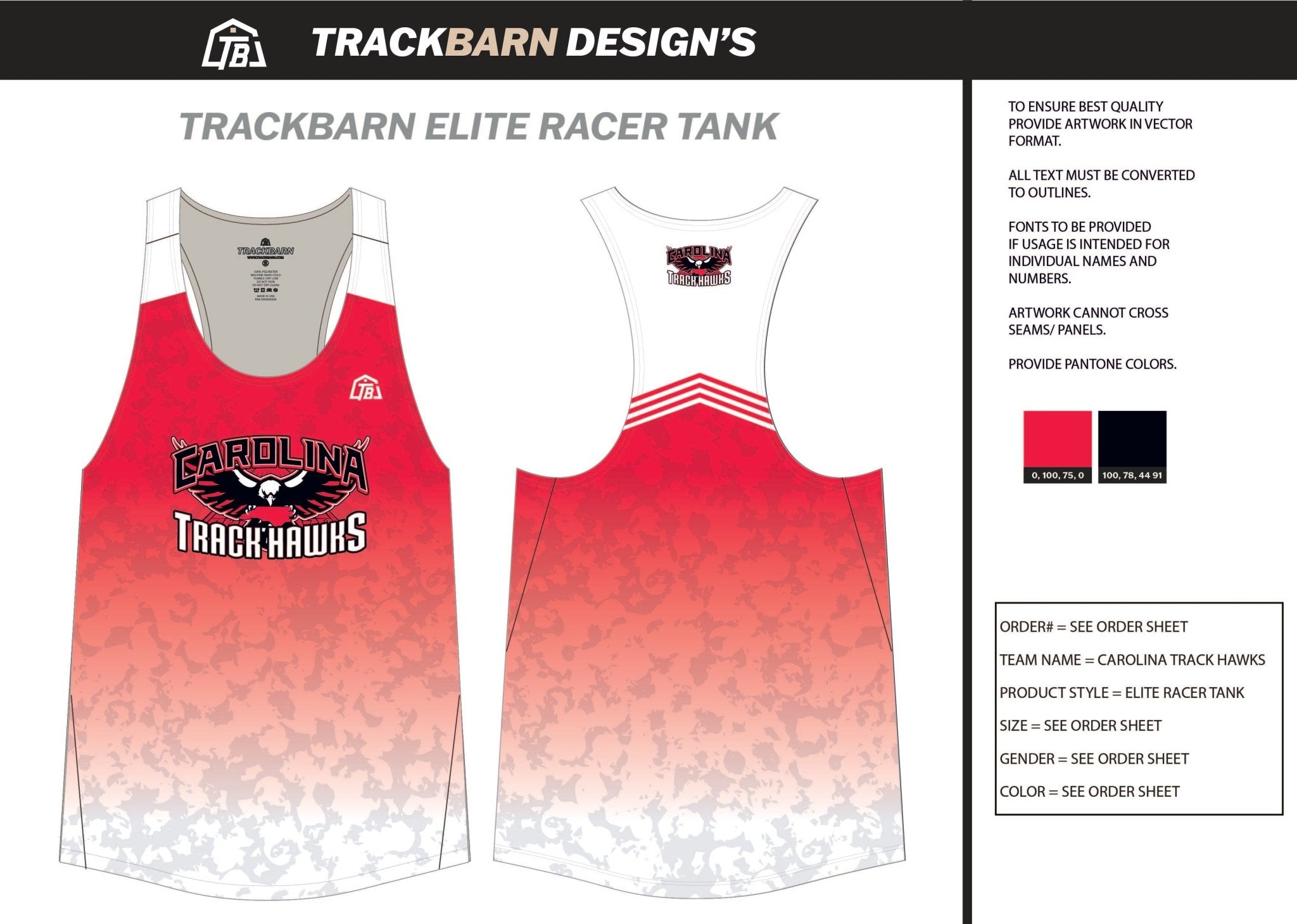 Carolina - Track - Hawks Mens Track Singlet - TrackBarn