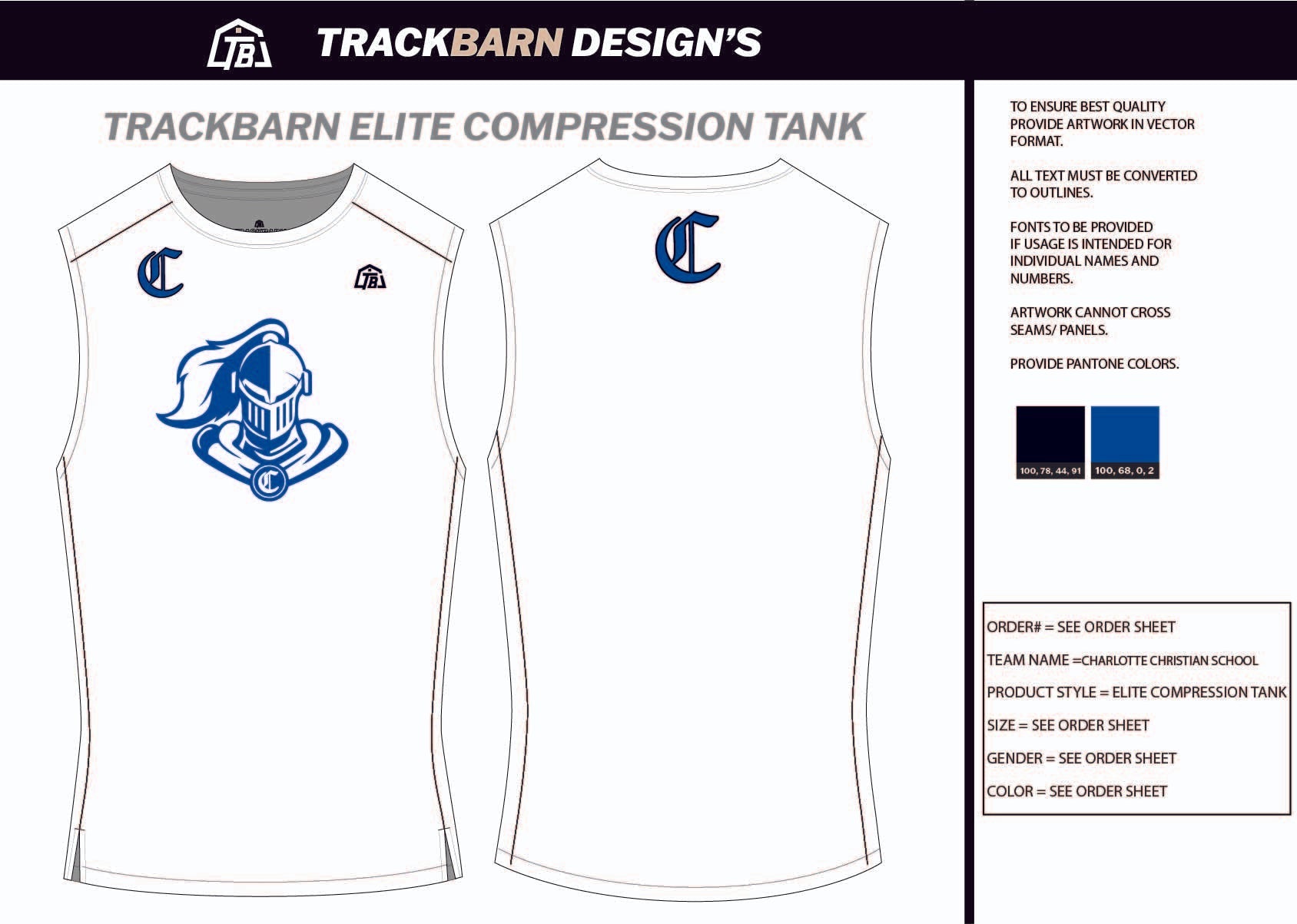 Charlotte - Christian - School Mens Track Compression Tank - TrackBarn
