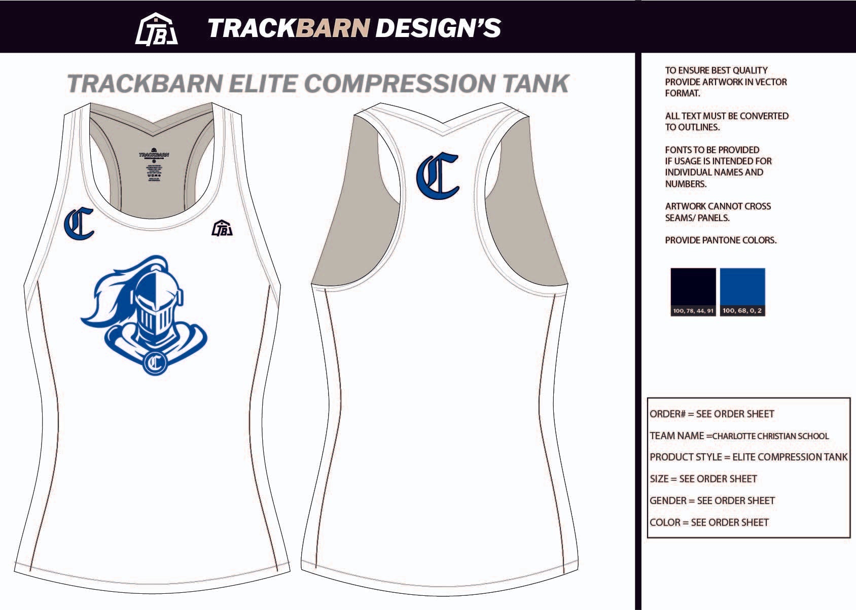 Charlotte - Christian - School Womens Compression Tank - TrackBarn