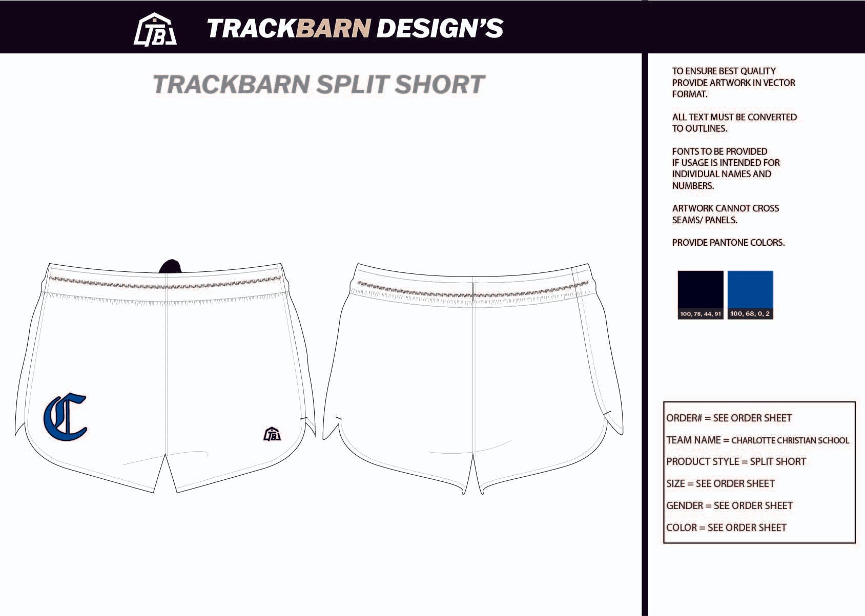 Charlotte - Christian - School Womens Split Track Short - TrackBarn