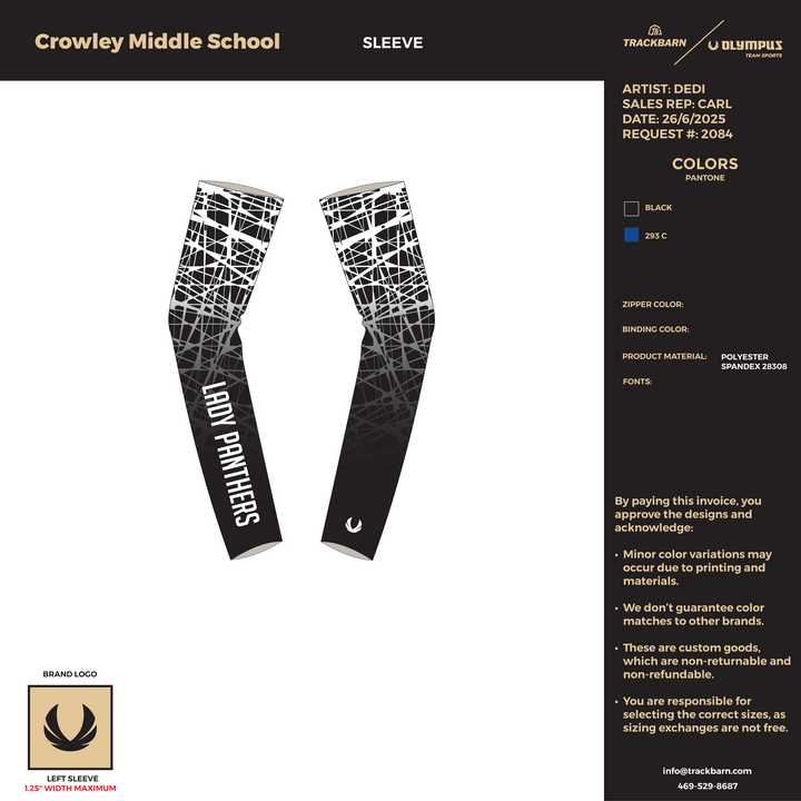 Crowley Middle Volleyball Sleeve - Youth Sleeve (1299) - TrackBarn