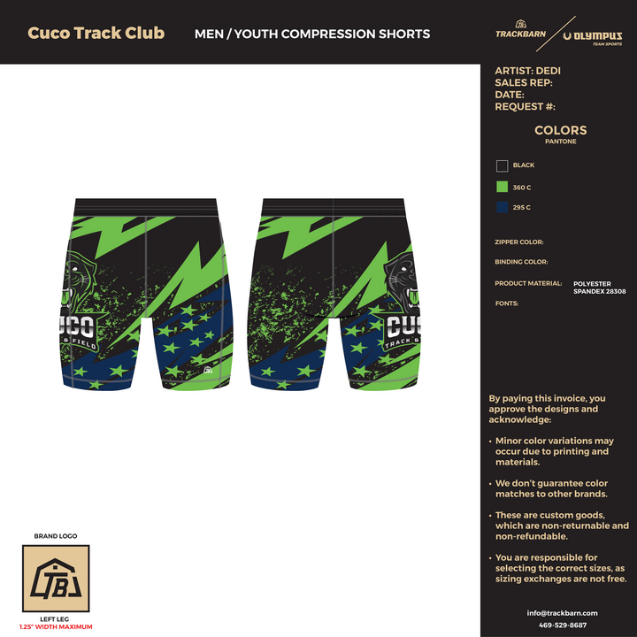 Cuco Track Club - Girls Compression Shorts (2732) - TrackBarn
