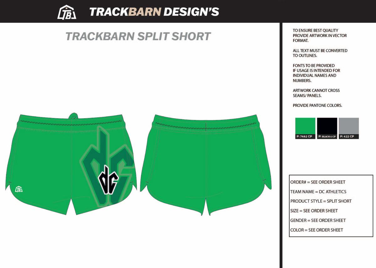 DC Athletics - Women Split Track Short - Green - TrackBarn