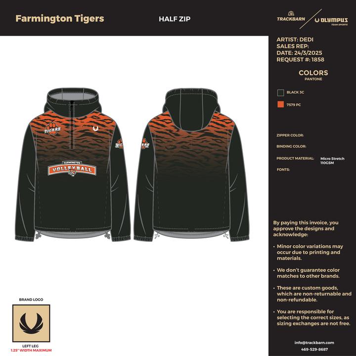 Farmington Tigers - Women Half Zip Jacket - Black - TrackBarn