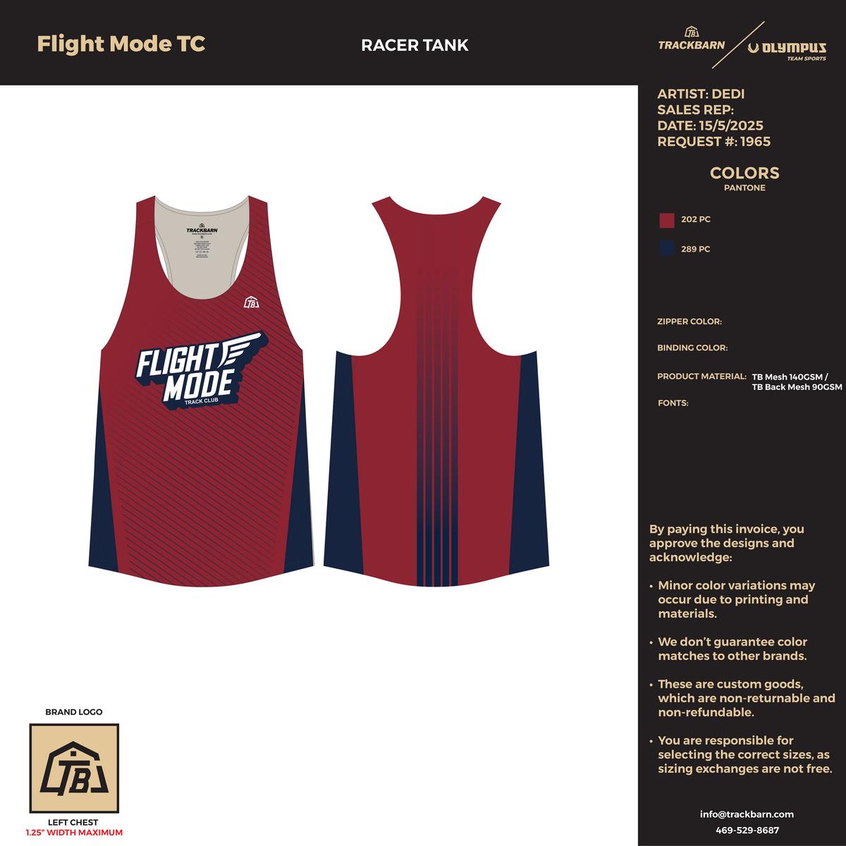Flight Mode track club - Women Racer Tank - Red - TrackBarn