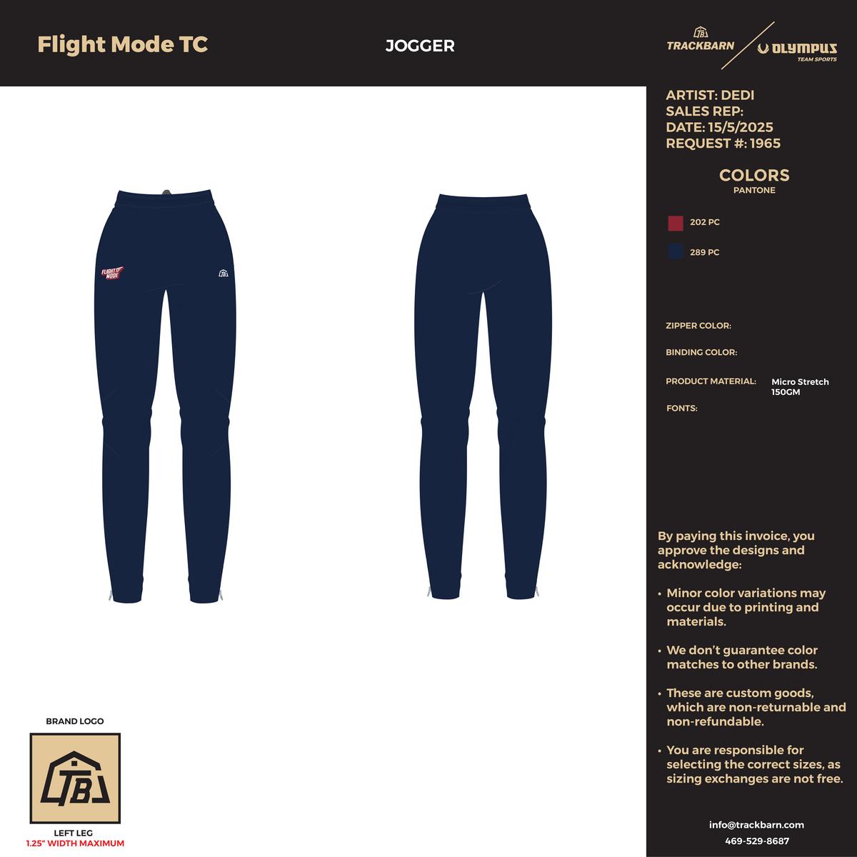 Flight Mode track club - Youth Joggers - Navy - TrackBarn