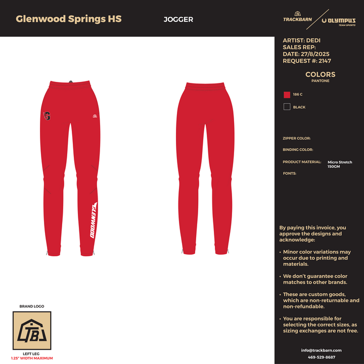Glenwood Springs High School - Women Joggers (2905) - TrackBarn