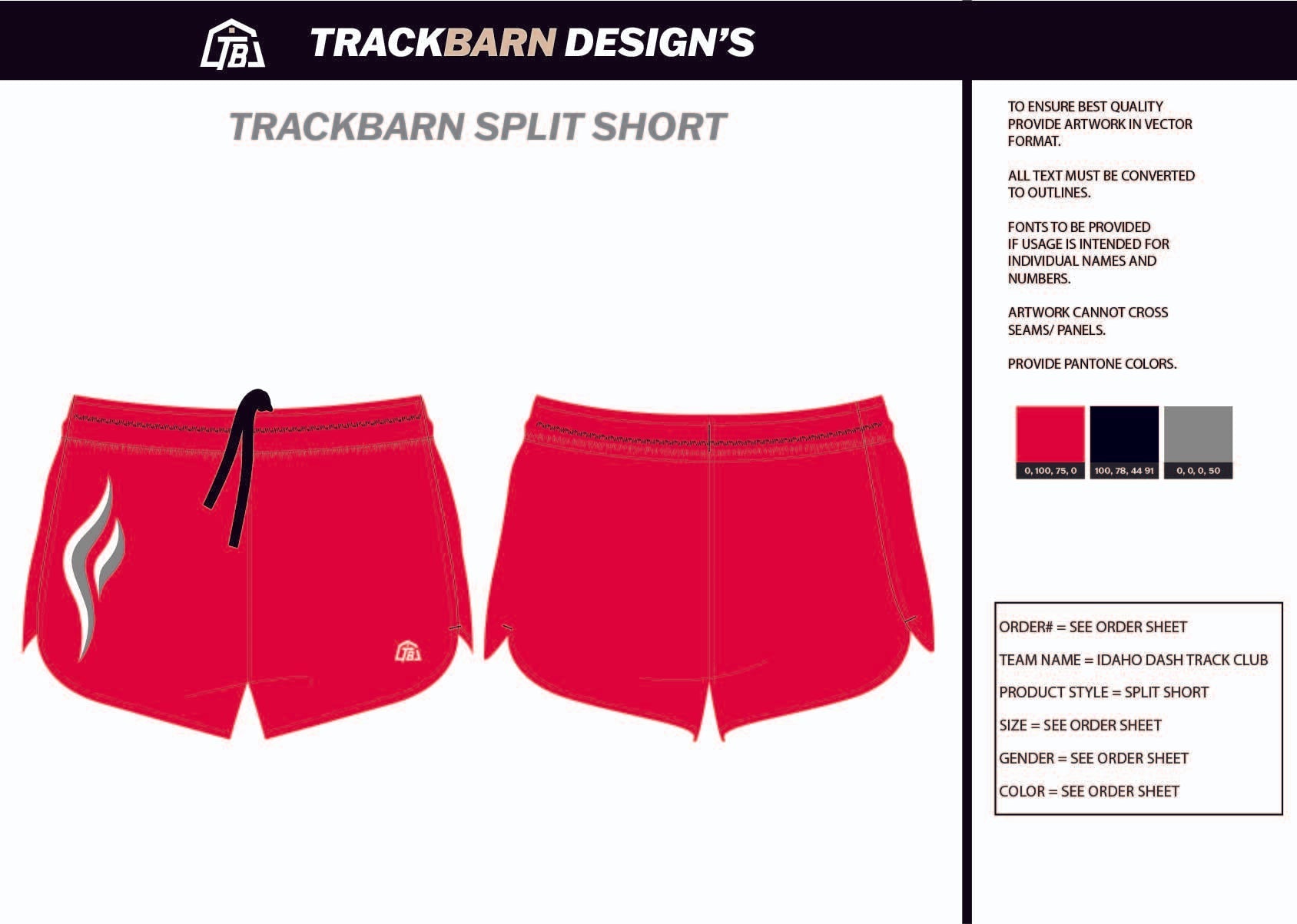 Idaho - Dash - TC Womens Split Track Short - TrackBarn