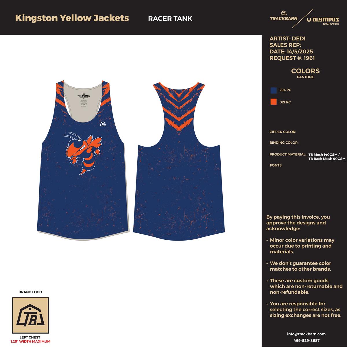 Kingston Yellow Jackets - Women's Track Singlet - Blue - TrackBarn