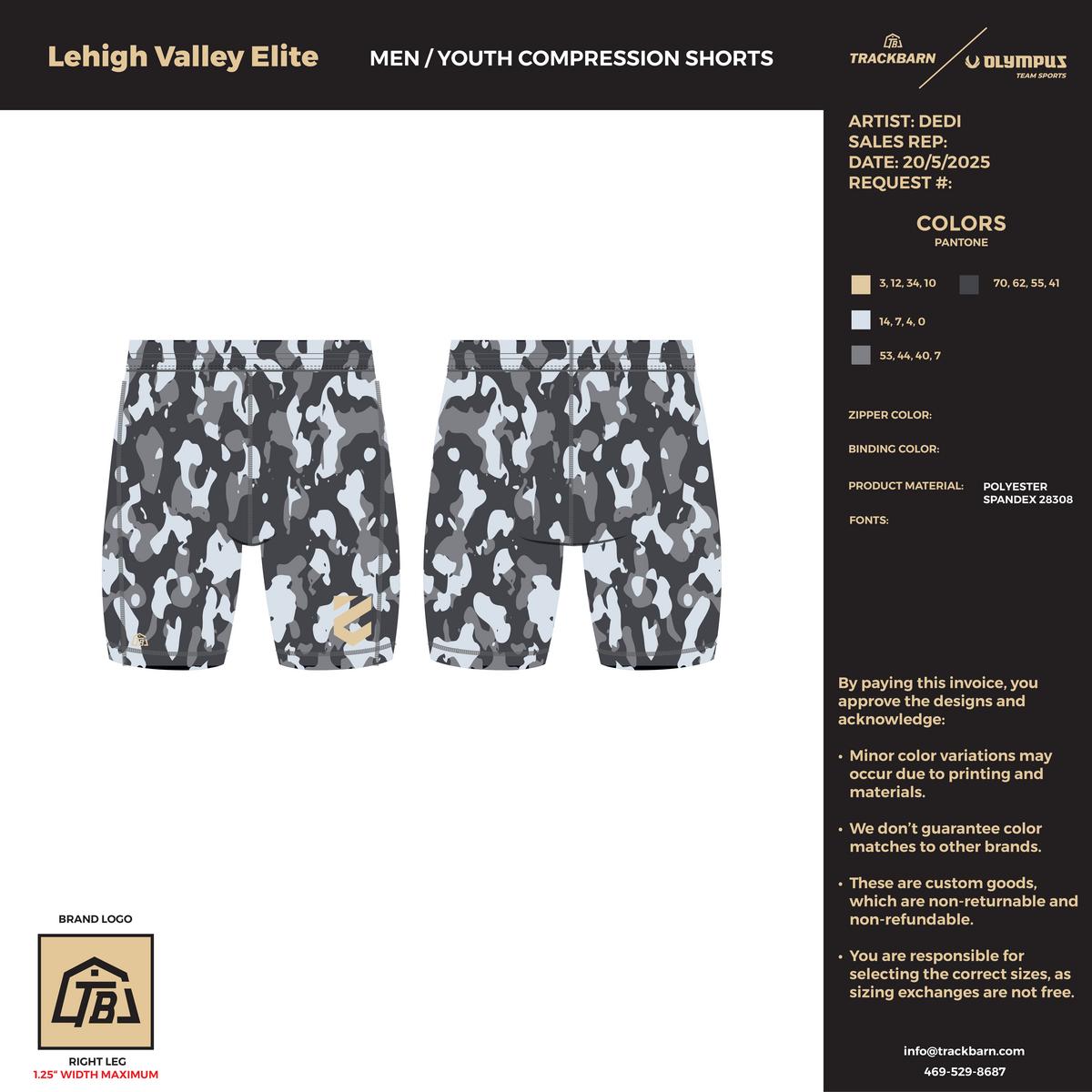 Lehigh Valley Elite - Boys Compression Shorts - Gray - TrackBarn