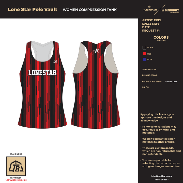 Lone Star Pole Vault - Women Compression Tank (2794) - TrackBarn