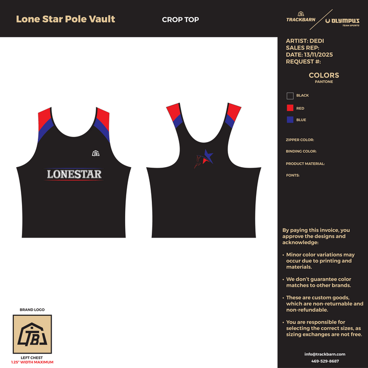 Lone Star Pole Vault - Women Crop Top (2713) - TrackBarn