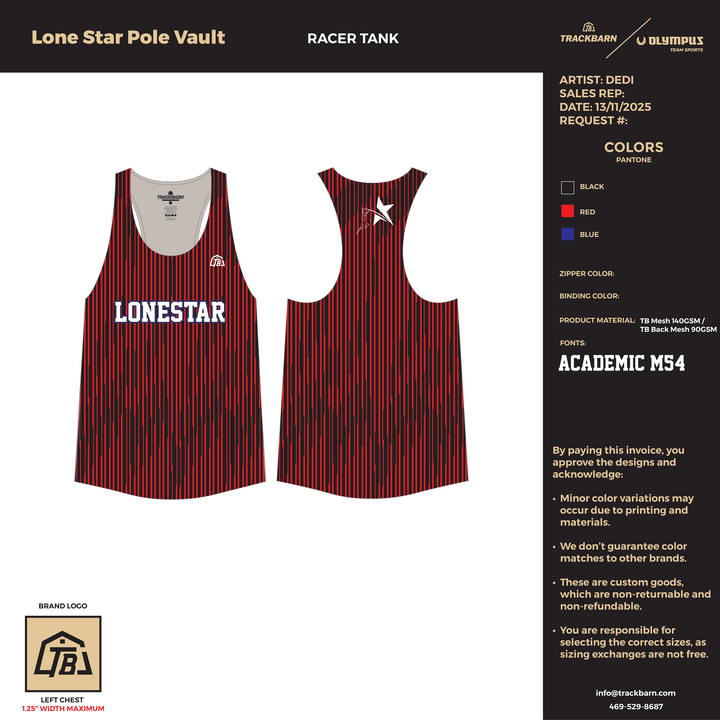 Lone Star Pole Vault - Women's Track Singlet (2712) - TrackBarn