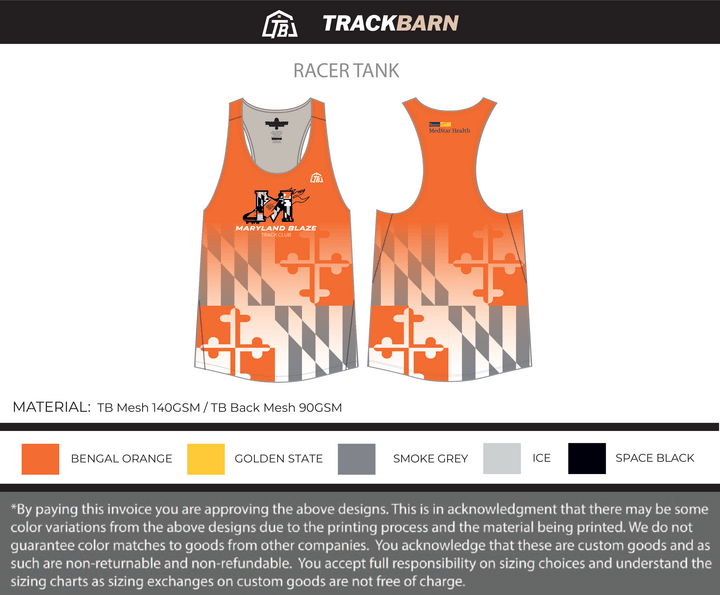 Maryland Blaze - Men Racer Tank (519) - TrackBarn