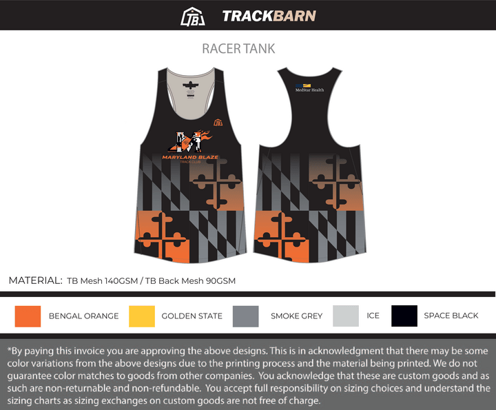 Maryland Blaze - Women Racer Tank (532) - TrackBarn
