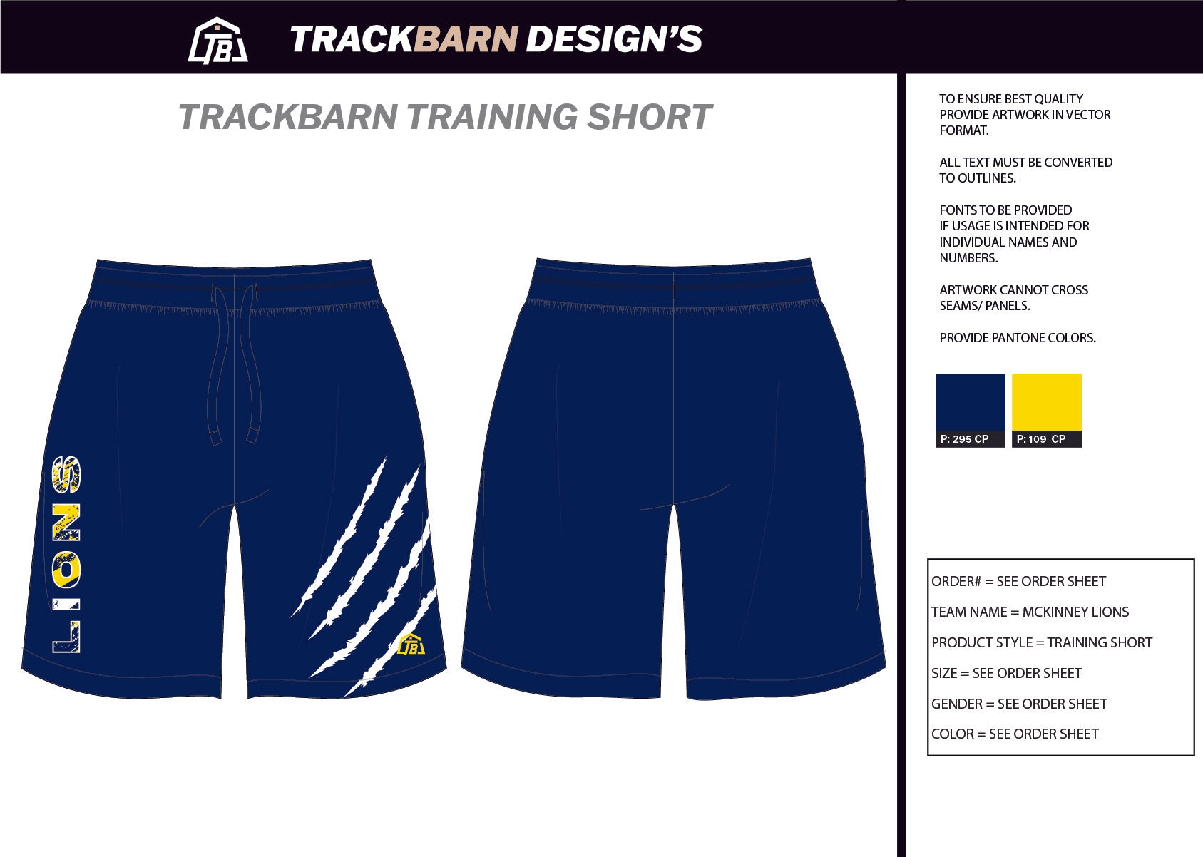 McKinney - Lions - Mens Knit Shorts 9" - TrackBarn