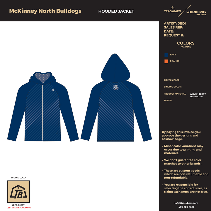 McKinney North Bulldogs - Youth Hooded Jacket (2826) - TrackBarn
