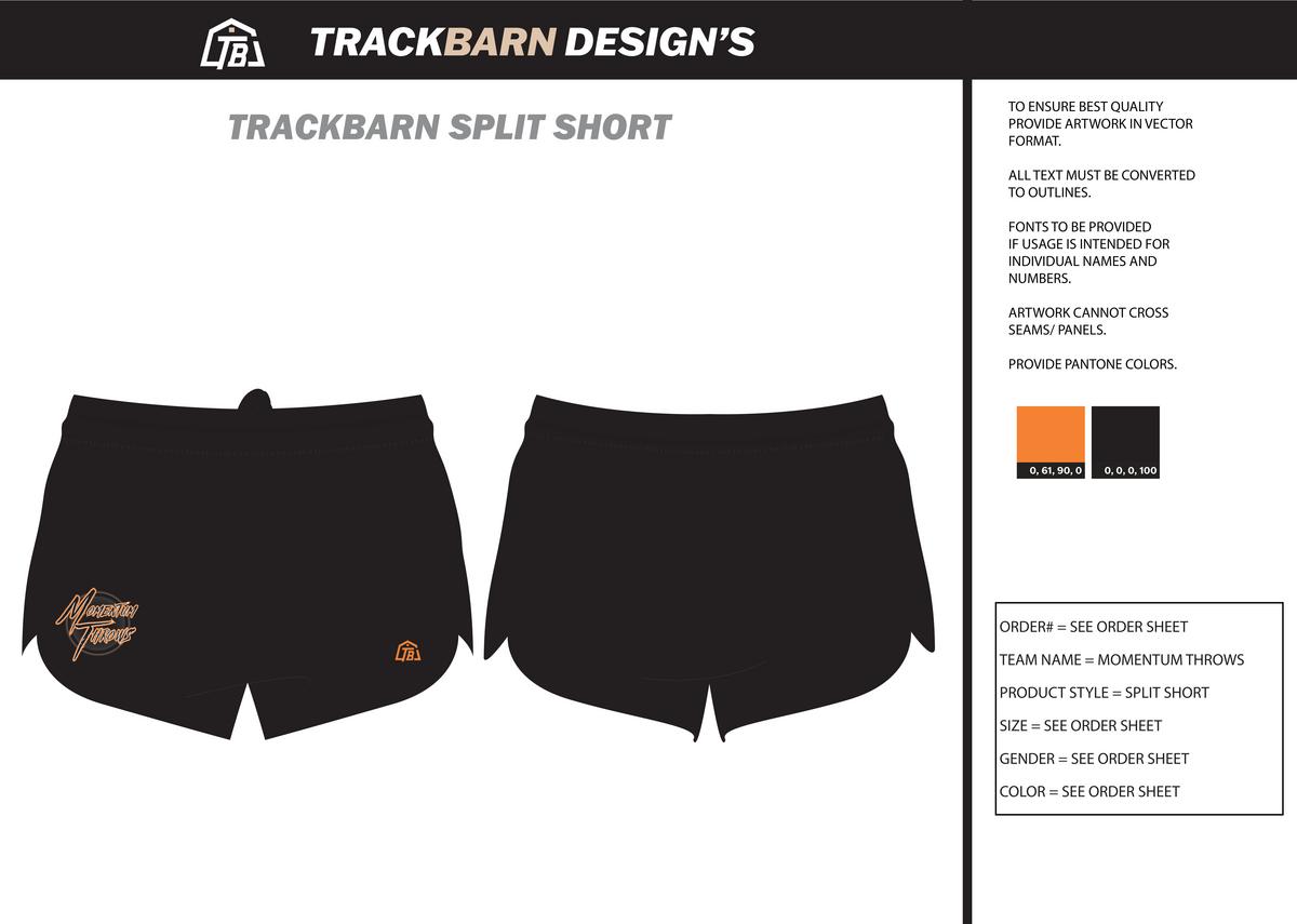 Momentum Throws - Youth Split Track Short - Black - TrackBarn