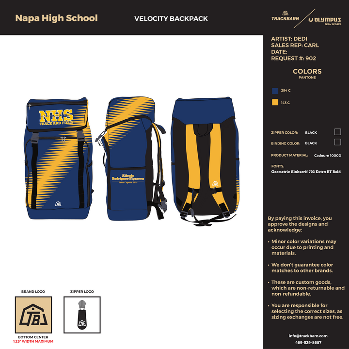 Napa High School - Velocity Backpack (1202) - TrackBarn