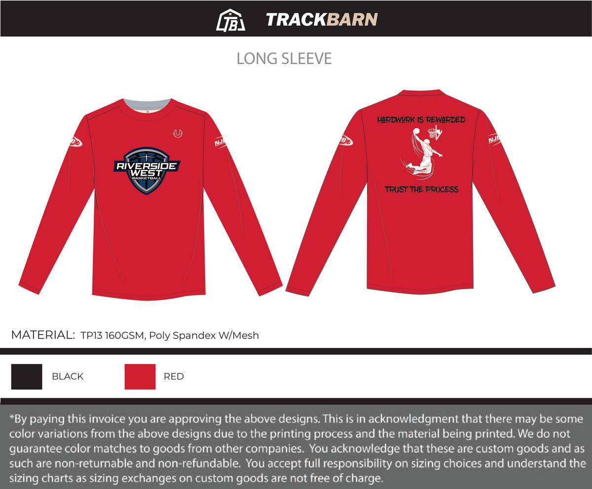 National Junior Basketball - Riverside West - Women Long Sleeve - Red - TrackBarn
