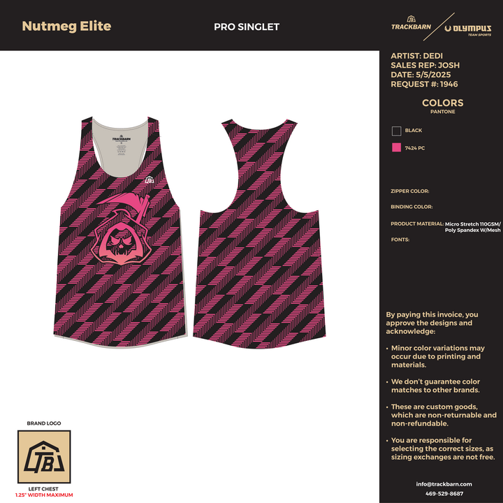 Nutmeg Elite - Men Trackbarn Pro Singlet (2661) - TrackBarn