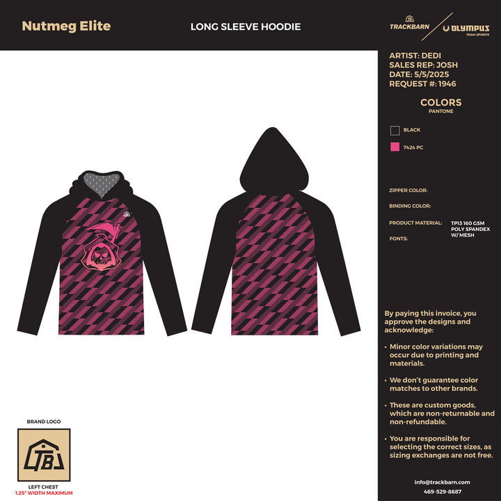 Nutmeg Elite - Women Long Sleeve Hoodie (2667) - TrackBarn