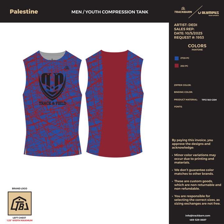 Palestine - Boys Compression Tank - Blue - TrackBarn
