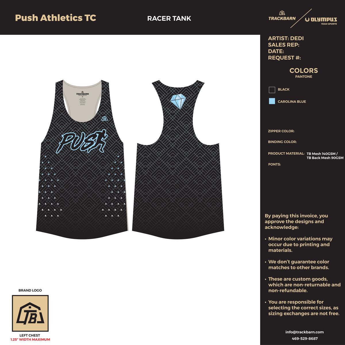 Push Athletics Track Club - Youth Track Singlet - Black - TrackBarn