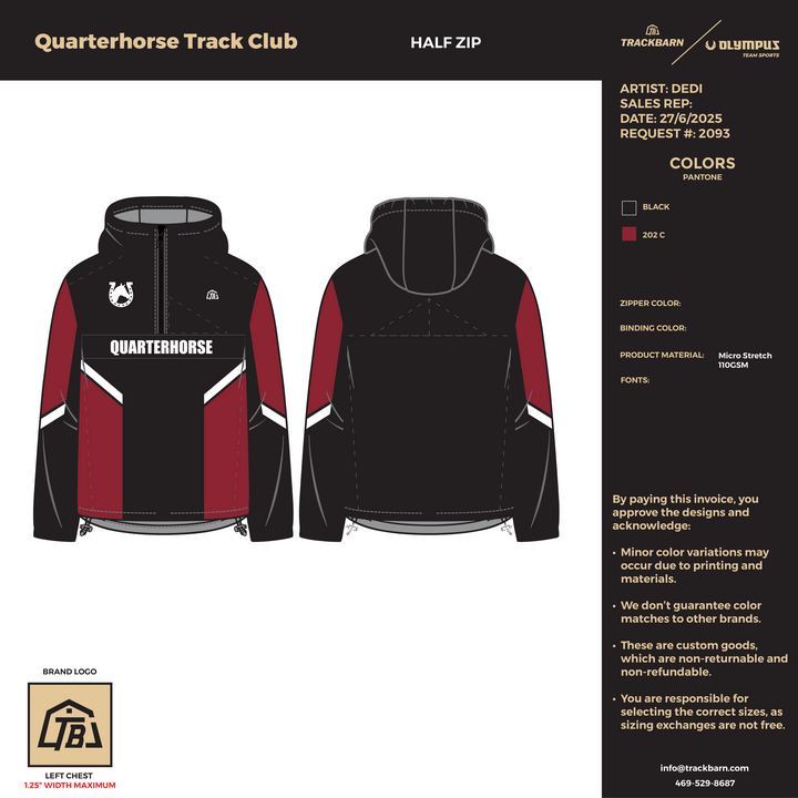 Quarterhorse Track Club - Women Half Zip Jacket (1236) - TrackBarn
