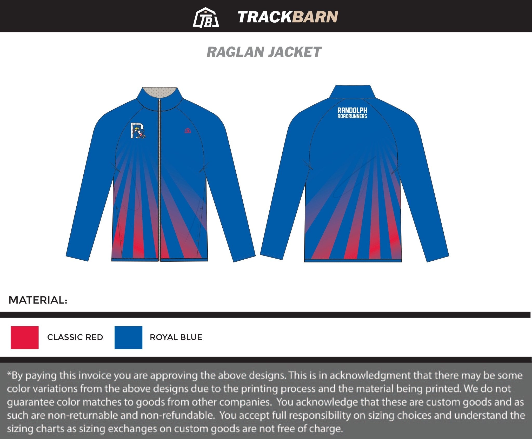 Randolph Roadrunners - Raglan Jacket - TrackBarn