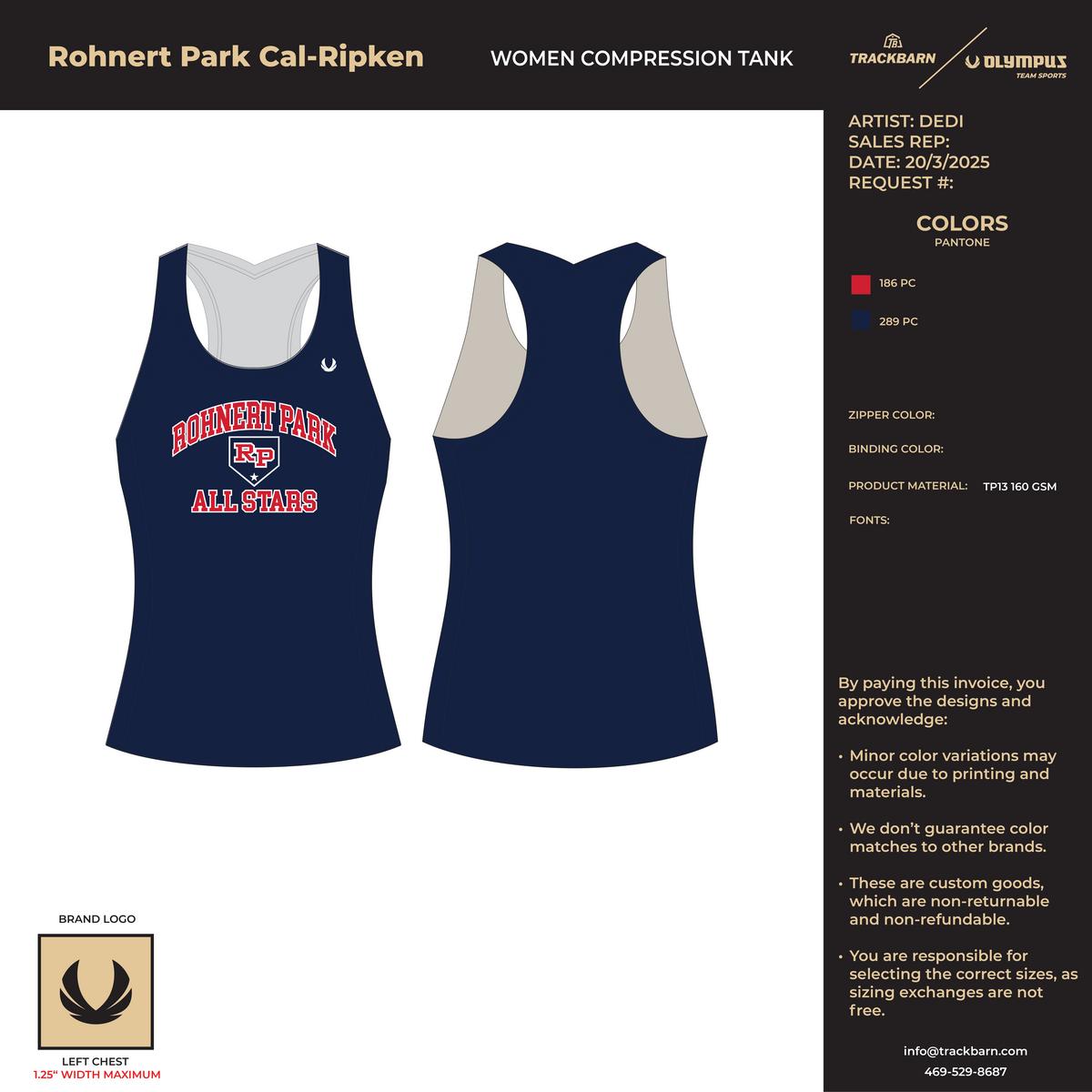 Rohnert Park Cal - Ripken Team Store - Women Compression Tank - TrackBarn