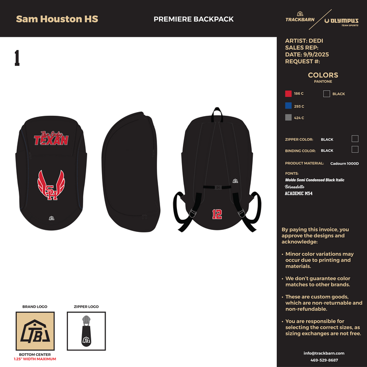 Sam Houston HS - Premiere Backpack (1173) - TrackBarn