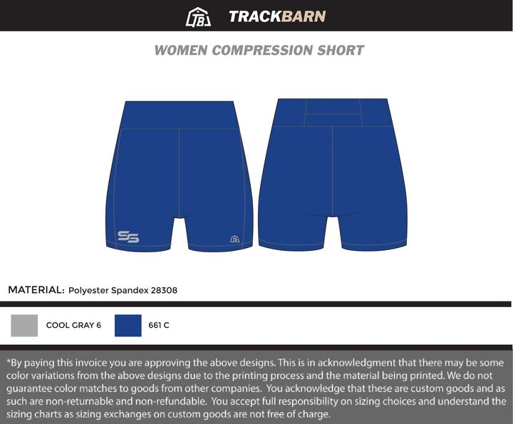 Speed Skills Track Club - Women Compression Shorts - Blue - TrackBarn