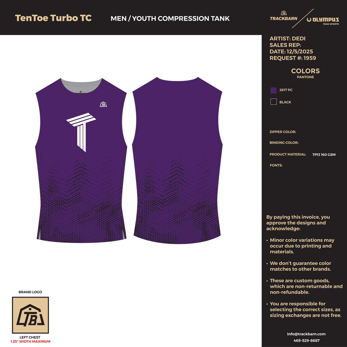 TenToe Turbo TC - Boys Compression Tank - Purple - TrackBarn