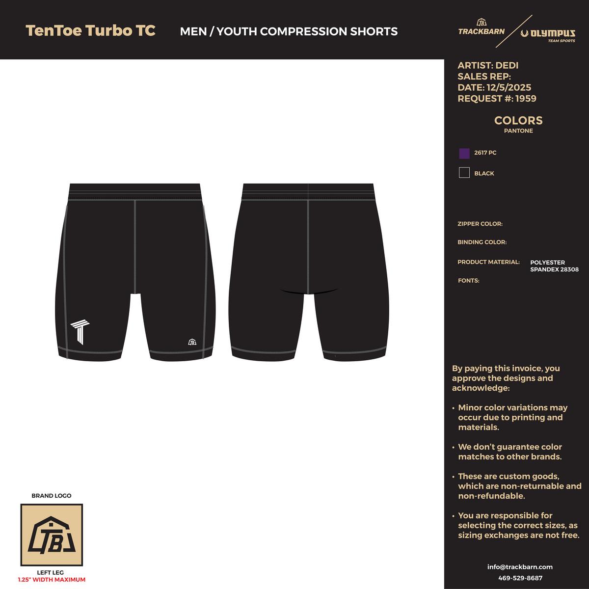 TenToe Turbo TC - Men Short Running Tight - Black - TrackBarn