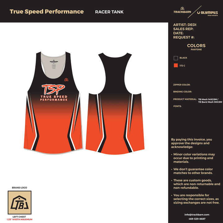 True Speed Performance - Men Racer Tank (2721) - TrackBarn