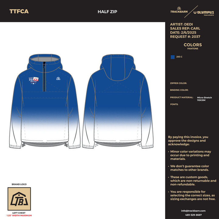 TTFCA Board Designs - Youth Half Zip Jacket (2697) - TrackBarn
