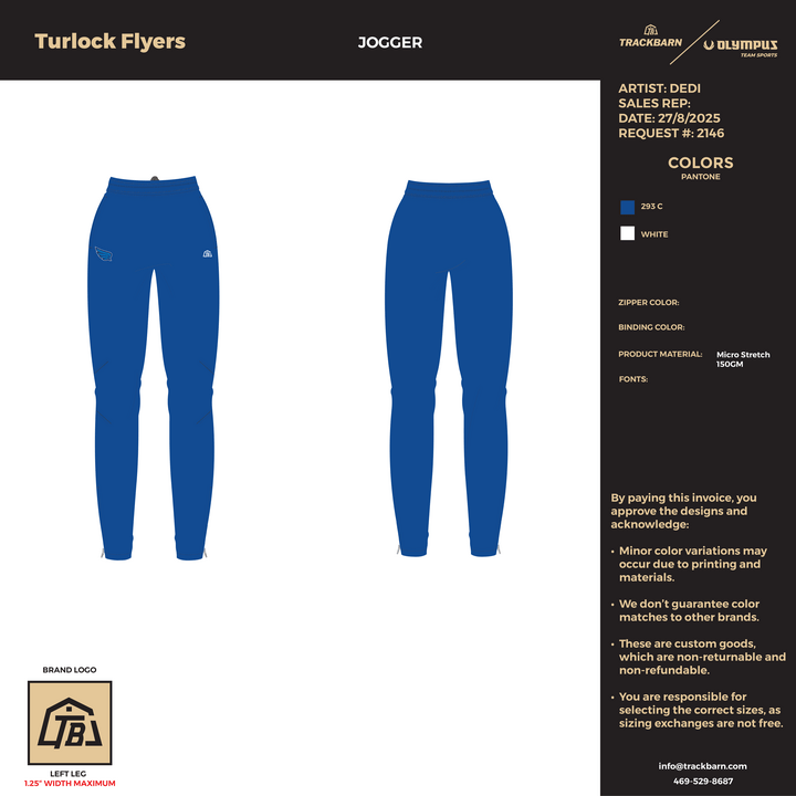 Turlock Flyers - Women Joggers (2677) - TrackBarn