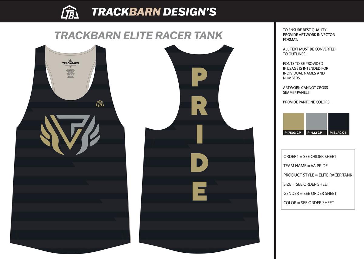 VA Pride - Mens Track Singlet - Black - TrackBarn
