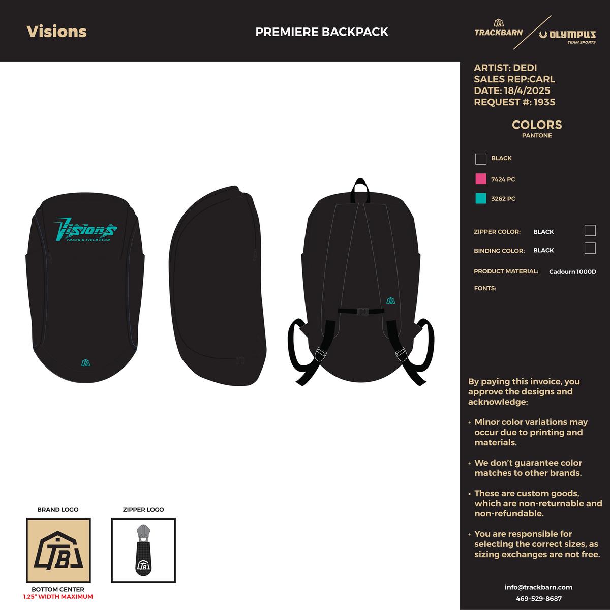 Visions - Premiere Backpack - TrackBarn