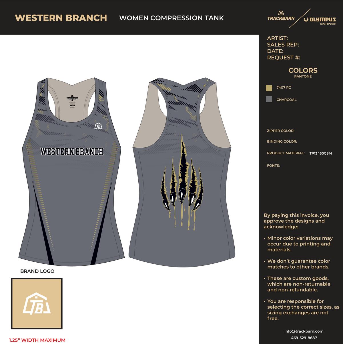 Western Branch - Women Compression Tank - FT - Charcoal - TrackBarn